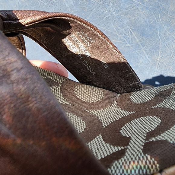 COACH Bronze Bow-Knot Sandals - Picture 8 of 8